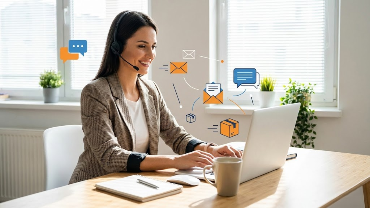 Profissional trabalhando com laptop em ambiente moderno